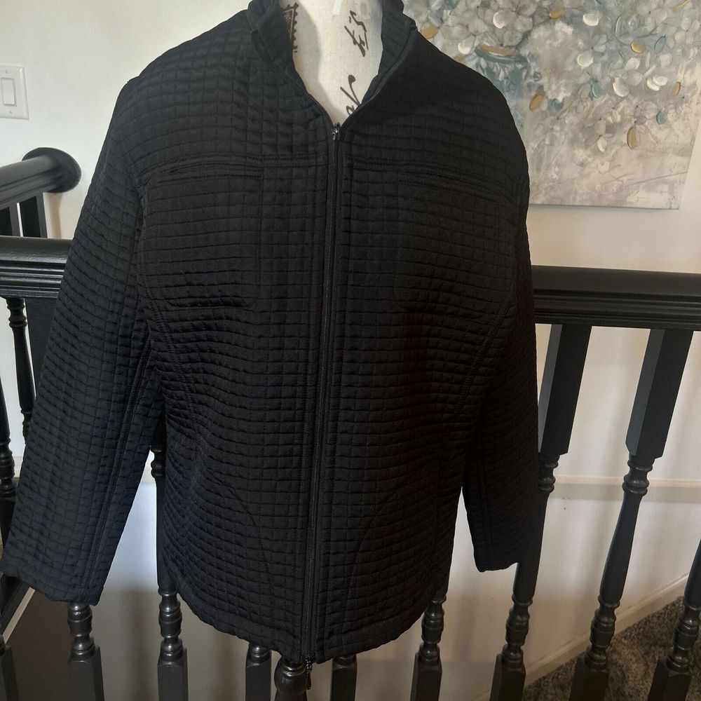 Chico's Zip Front Size 1 Lightweight Black Long Sleeve Jacket‎ 100% Polyester
